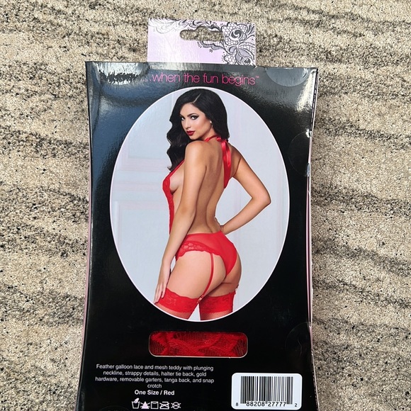 Seven Til Midnight Sexy Seductive Intricate Galloon Lace Teddy. One Size Red NWT - Picture 2 of 3